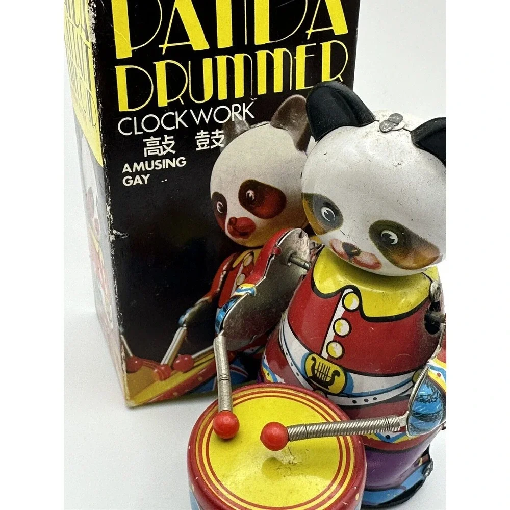 Vintage Panda Drummer Toy With Original Box Works Clock Work Amusing Gay